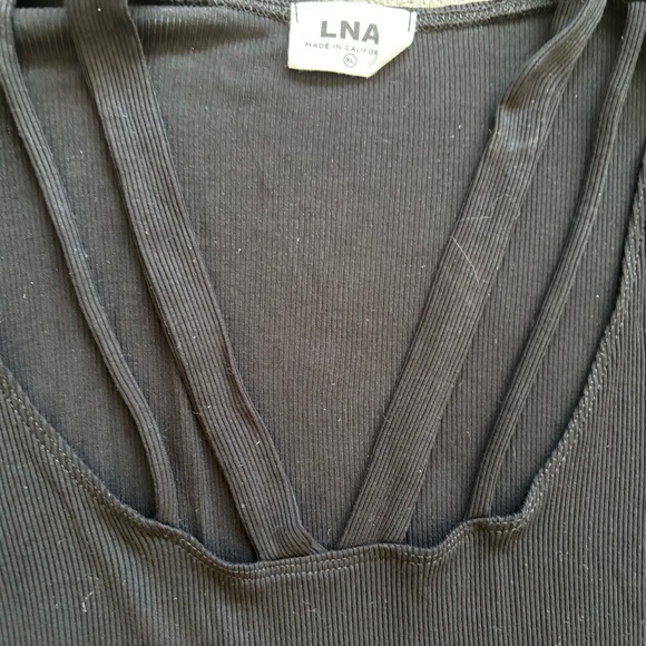 LNA Black Long Sleeve Top with Strap Neckline Size XL Modern Chic Sexy - Picture 3 of 6